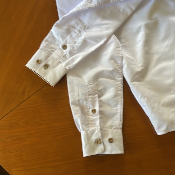 White button down with faux suede trim - Picture 7 of 9